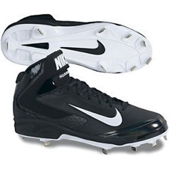 Nike Men's Huarache Pro‎ Mid Metal Cleat 599235 001 Size 13 Athletic Shoes Black - Picture 1 of 6